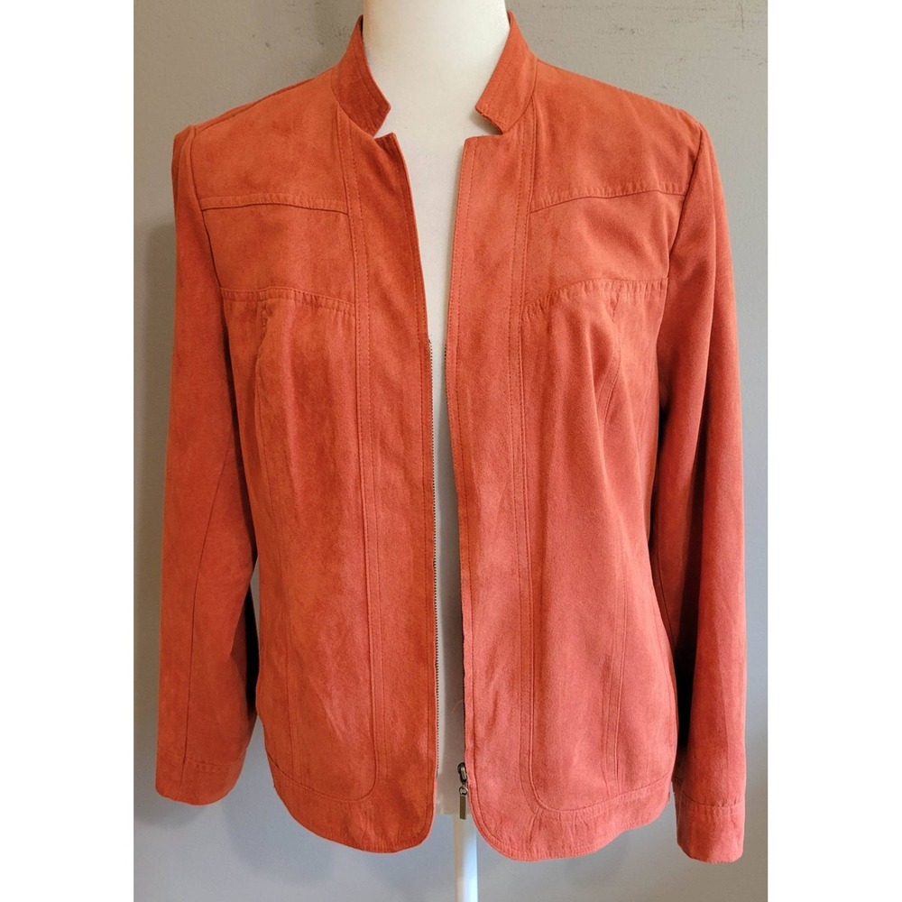 Orange Faux Suede Lightweight Jacket
